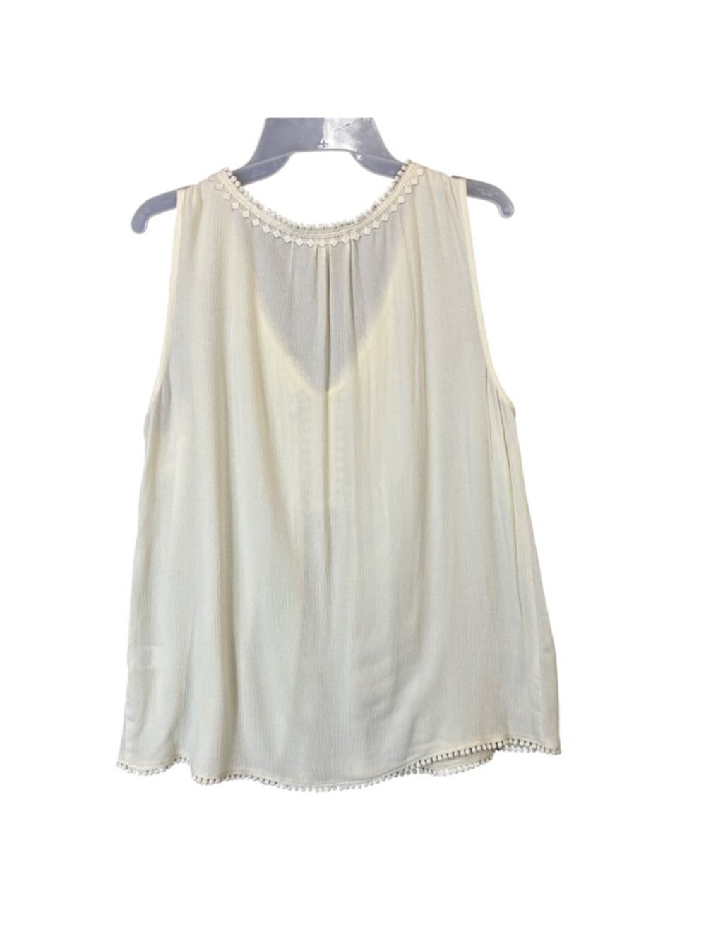 Skies Are Blue Womens Size L Sleeveless Pintuck Lace Trim Ivory Blouse Top EUC - Picture 3 of 11